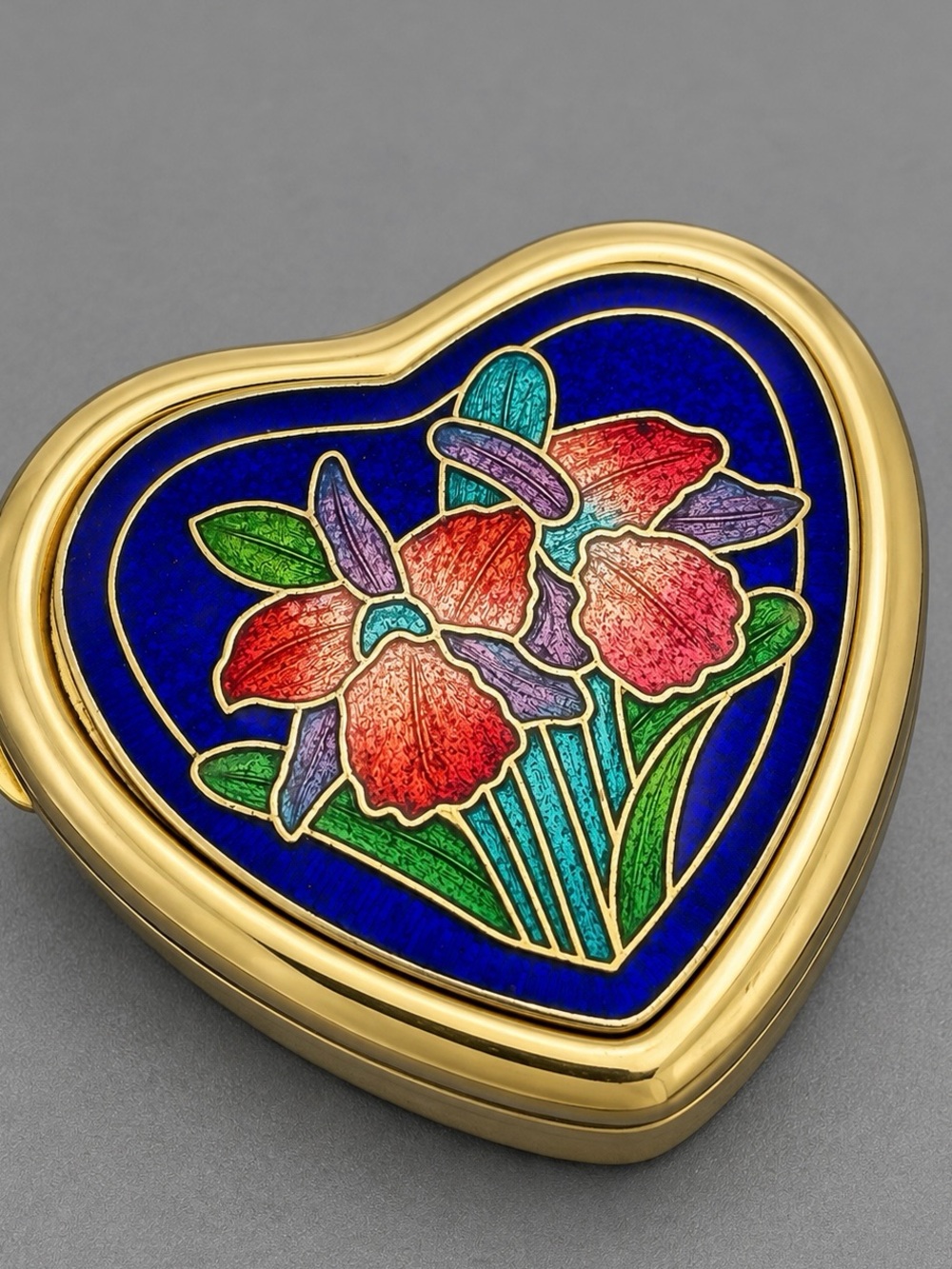 Vintage Cloisonné Trinket Heart box #cz225